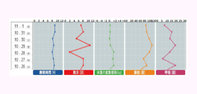 夜間の体動グラフ