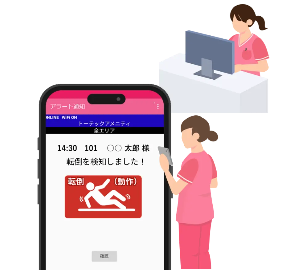 職員のPCやスマホなどに通知する
