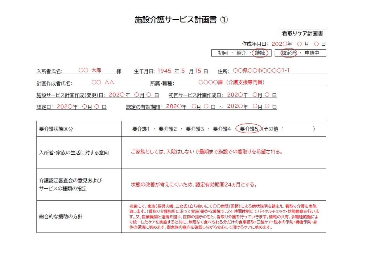 看取り介護サービス計画書①